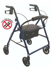 Medical Foldable Lightweight Rollator Walker With Wheels, Seat, and Storage Bag