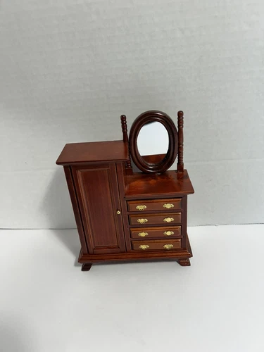1/12th  DOLLS HOUSE  WARDROBE COMBINATION IN MAHOGANY WOOD