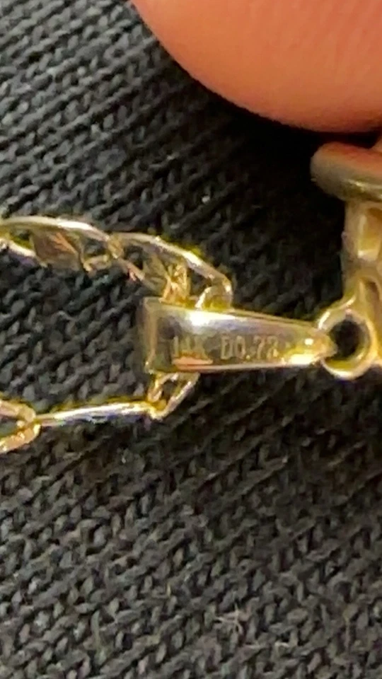 10k 20inch Tri Color Valentino Chain With 14k Natural Diamond Pendant  - Image 4 of 4