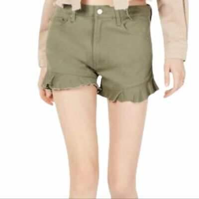 TDC green ruffle hem shorts size 10 NWT