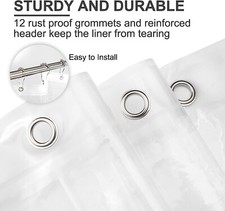Clear Shower Curtain Liner Anti-Bacterial PEVA 72x72 Water Repellent Lightweight