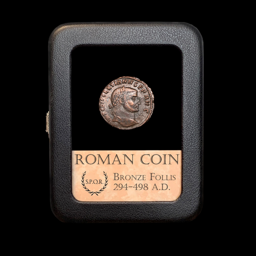 RARA Moneta Impero Romano Bronzo Follis - C. 3-4 C.E.  ALTA QUALITÀ - CON Custodia per display - Foto 1 di 6