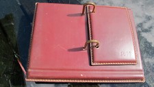 Porte-bloc éphéméride en cuir 1960/1970 - support agenda papier