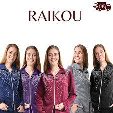 DeSen Damen Sweatshirt aus Baumwolle Sweatjacke mit Strassstein Übergangsjacke