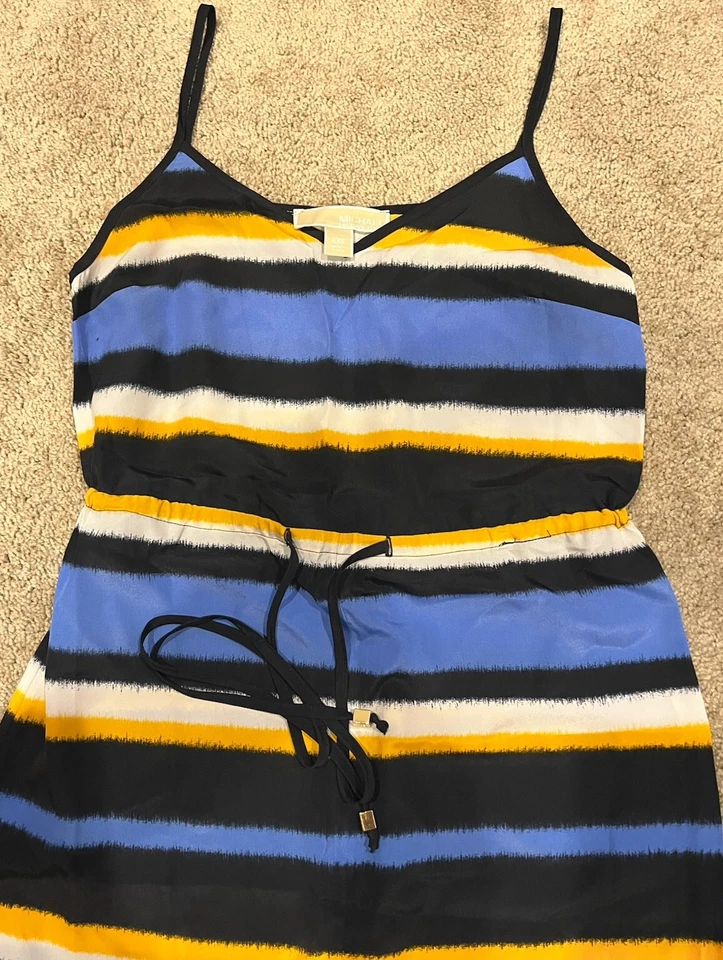 Maxi Vestido MICHAEL Michael Kors Mujer XXS Correa Espagueti Rayas Cordón  Foto 4 de 4