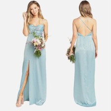 Show Me Your MuMu Forever Cowl Maxi Dress Size XS Silver Sage Sheen Strappy Back