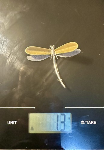 Vintage Sterling Silver Mexico Dragonfly Pin Brooch Laton Brass 13g 3D Design - Picture 19 of 20