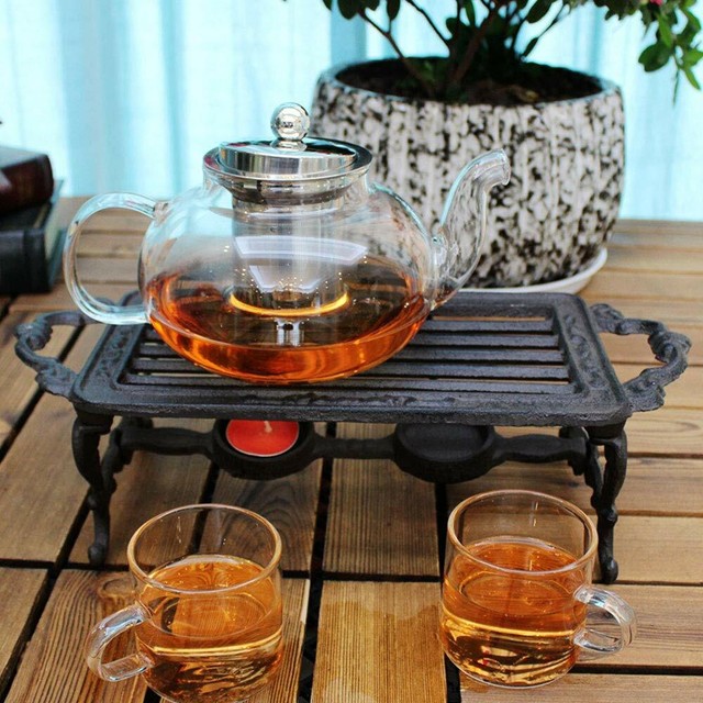 Decorative Iron Teapot Warmer Holder Tealight Stand Yard Garden Vintage