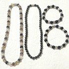 Multi-color crystal necklace, magnetic beads, purple glass glitter bead bracelet