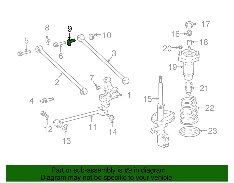 Original 1999-2003 Lexus RX300 - Brazo de control inferior trasero cámara de ajuste 48409-32030 Foto 3 de 3