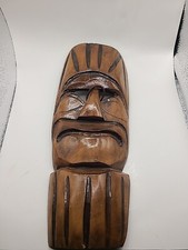 Vintage Hand-Carved Wood Hawaiian Tiki Mask Wall Hanging