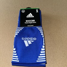 adidas Soccer Team Speed Sock 1 Pair , Blue/White, Small / Youth 13C-4Y