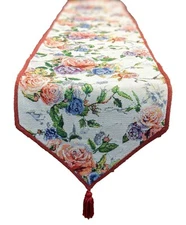 DaDa Bedding Vintage Sweet Romantic Roses Floral Tapestry Dining Table Runner