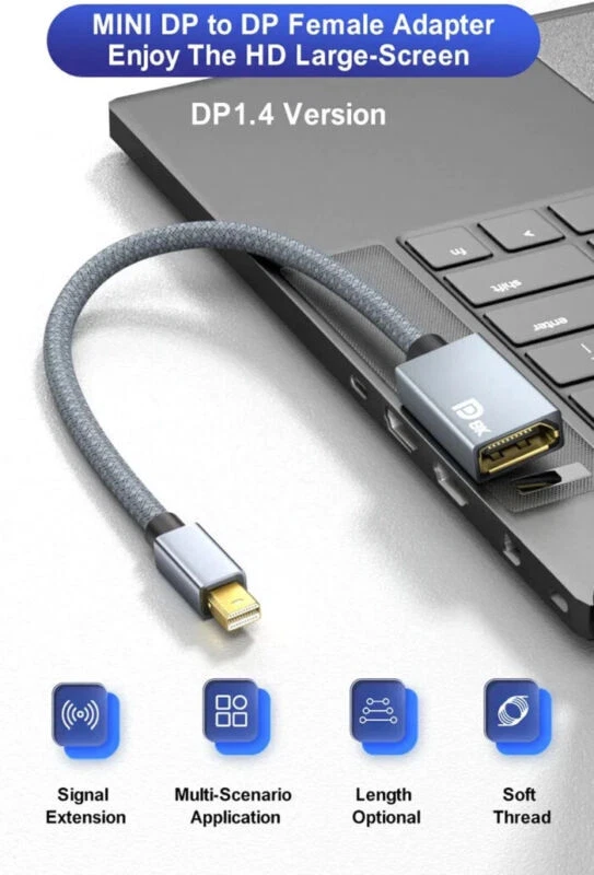 Mini Displayport 1.4 to Displayport Female Extension Cable 8K60HZ - Image 3 of 4