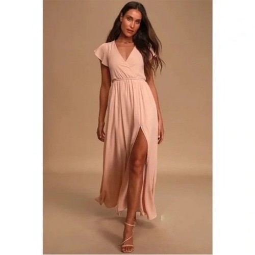 Lulus Women's Lost in the Moment Maxi Dress Blush Pink Wedding Bridesmaid Sz. XS - 第 12/13 張圖片