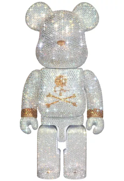 CRYSTAL DECORATE mastermind JAPAN BE@RBRICK 400% WHITE & GOLD Ver Bearbrick