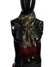 Dolce & Gabbana Geometric Silk Scarf Burgundy Teal Men Multicolor Scarves &