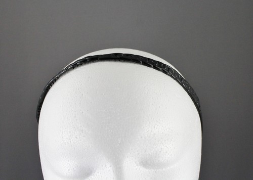Black circle chain link jelly skinny narrow headband soft stretch grip teeth - Picture 6 of 11