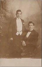 Henington Studio NY Handsome Gentleman Posed In Suites RPPC Vintage Post Card