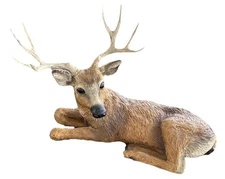large vtg Homco Deer Buck Stag Laying Down Figurine Homeco Home Interiors statue