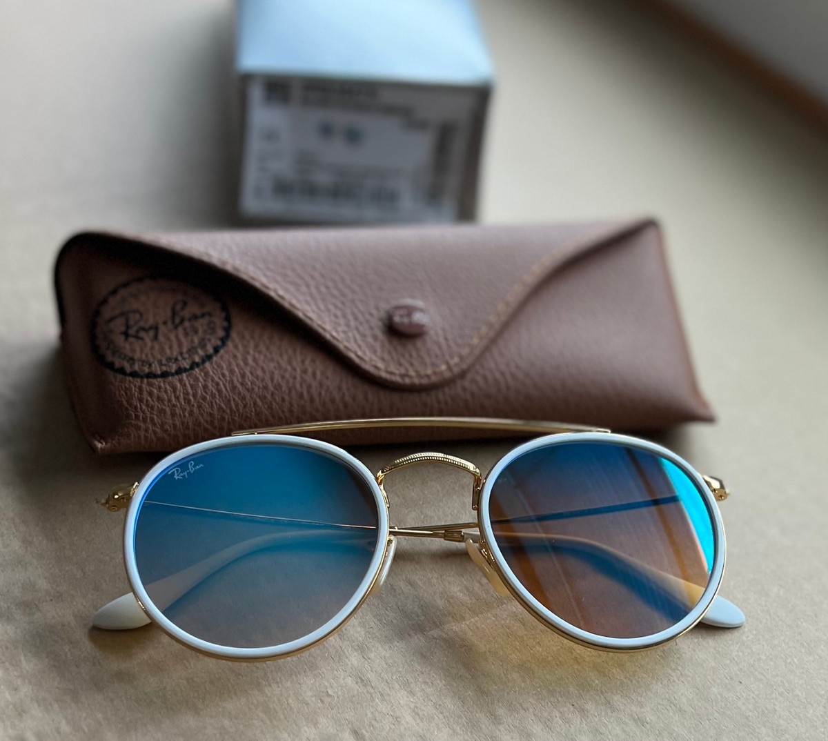 Ray-Ban Round Doucle Bridge RB3647N 001/4O 51-22 Sunglasses - Gold
