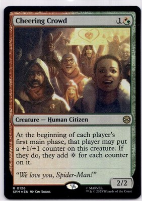 Cheering Crowd (FOIL) SPM #126 Rare Marvel's Spider-Man Magic: The Gathering NM