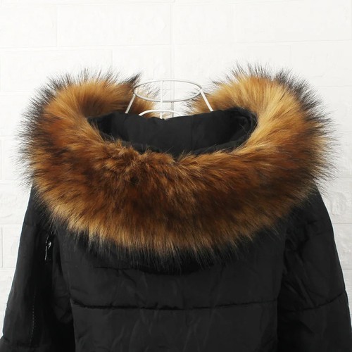 Sciarpa collo pelliccia sintetica donna uomo giacche invernali con cappuccio pelliccia orlo soffici rifiniture pelliccia - Foto 11 di 20
