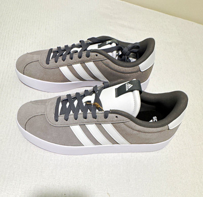 adidas VL Court 3.0 Men's Low Top Lace-Up Suede Sneakers Gray/White