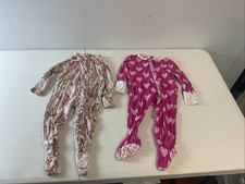 Bums and Roses BUNDLE OF 2 romper LS sz 3-6 Bamboo Easter Hearts Ruffle