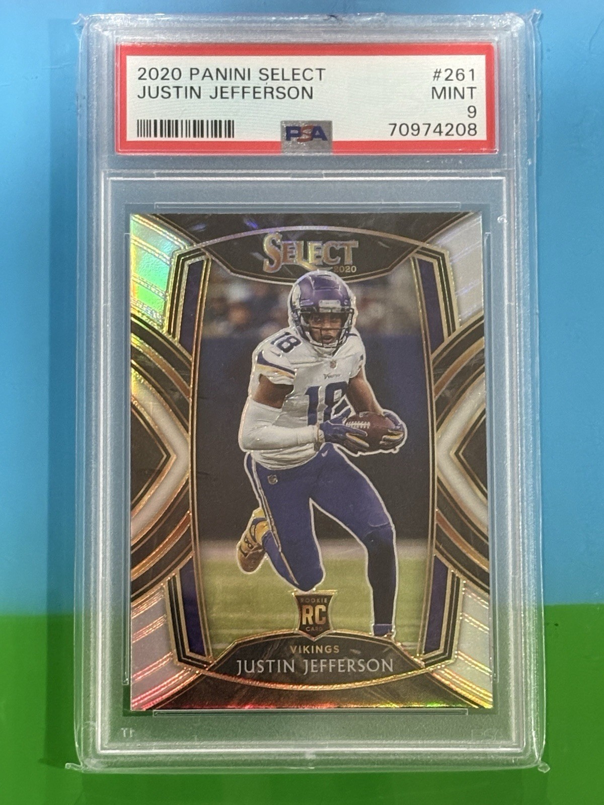 2020 PANINI SELECT SILVER PRIZM #261 JUSTIN JEFFERSON ROOKIE RC PSA 9 Vikings