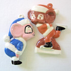 Vintage Lot of 2 Mouse Mice Ceramic Porcelain Christmas Ornaments Holiday Decor — photo 1