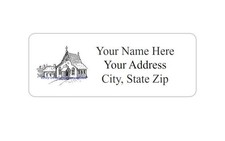 30 Pieces Country Church Return / Mailing Address labels  1" x 2.625"  