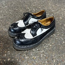 Vintage Dr Martens 3989 Black White Wing Tip Brogues Made In England Size 8 UK