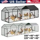 Metal Chicken Coop Walk In Chicken Run Outdoor Hen House Habitat Cage W/ Cover