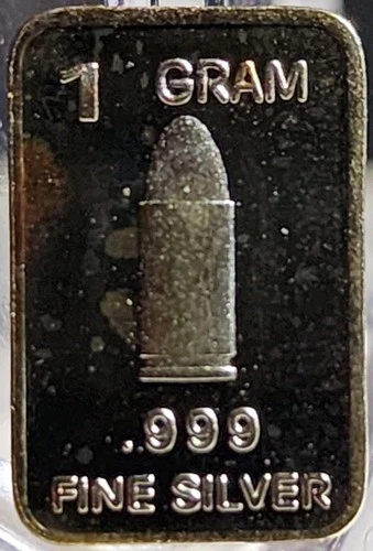 1 Gram .999 Fine Silver Art Bar Ingot. Bullet. Fun & Unique Way To Invest.