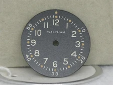 NOS-VINTAGE MILITARY WWII DIAL WALTHAM 6/0 & DIAL 25MM & 3 PINS