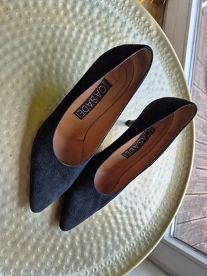 Casadei Pumps, Gr. 39,5, schwarz Wildleder mit 8cm Metallic Absatz