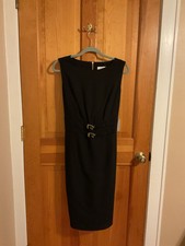 NWT - CALVIN KLEIN Women's Little Black Dress with Gold Buckle Accent - Size 14W