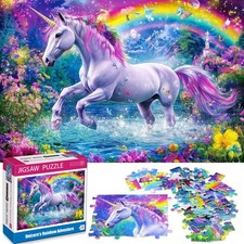 100 Piece Puzzles for Kids Ages 4-6 6-8 Unicorn Rainbow Jigsaw Puzzles Kids Puz