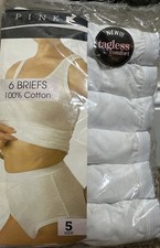 NEW Kmart PINK Briefs Underwear Womens Size 10 Cotton 6 Pack White Dead Stock