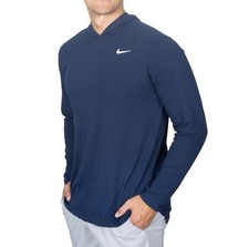 NWT NIKE Men  s Long Sleeve Navy Hooded Dri- Fit Tee Shirt - Size Small