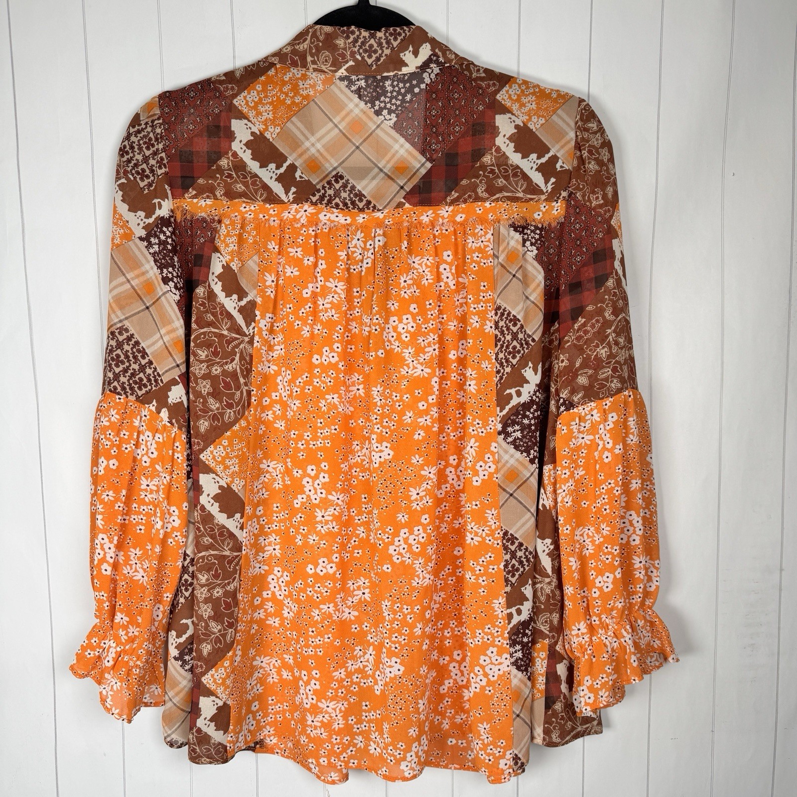 Cato Medium Bohemian Patchwork Blouse Top Floral … - image 7