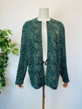 Vintage 70s Gordon Wyatt Green Paisley Jacket 16 18