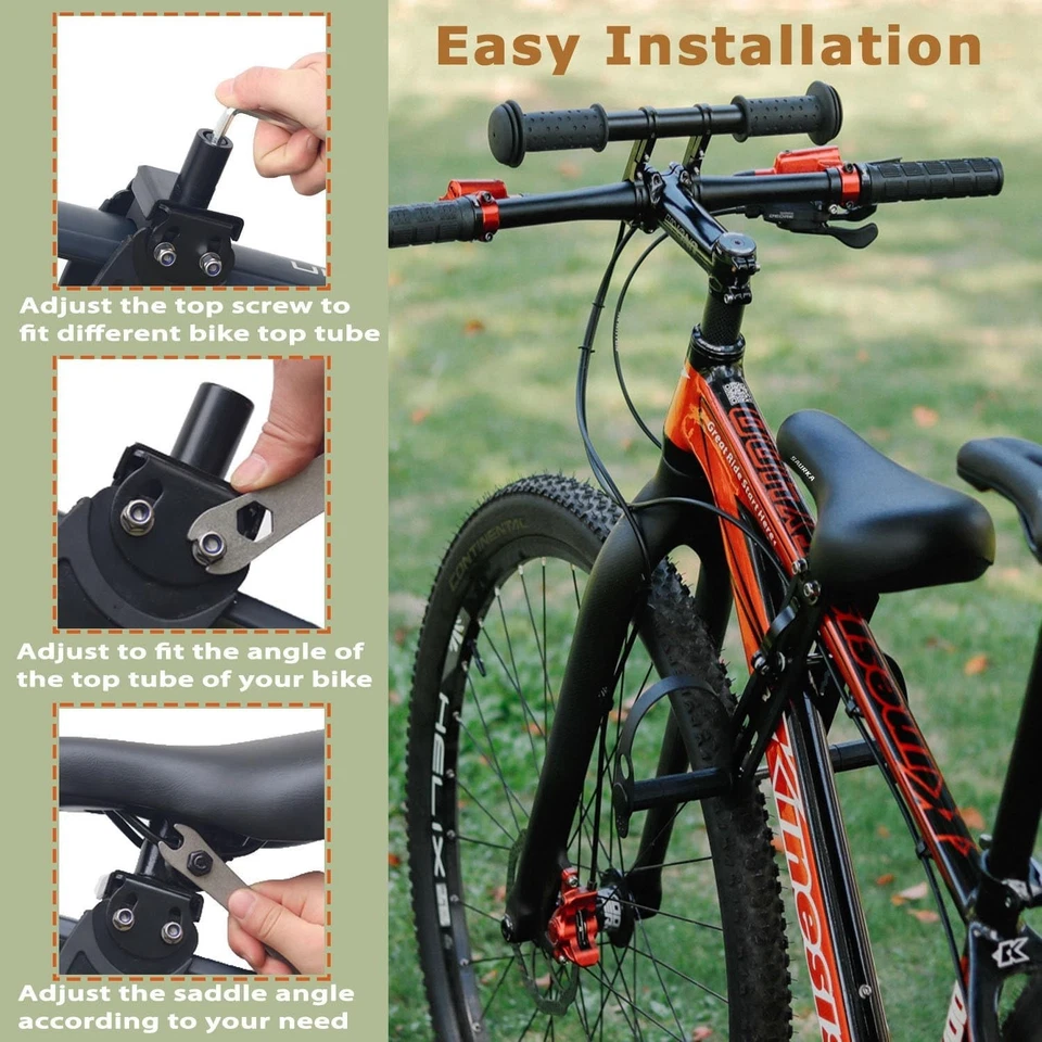 Asiento de bicicleta para niños montado en la parte delantera y manillar para bicicleta de montaña ciclismo para padres e hijos Foto 4 de 4