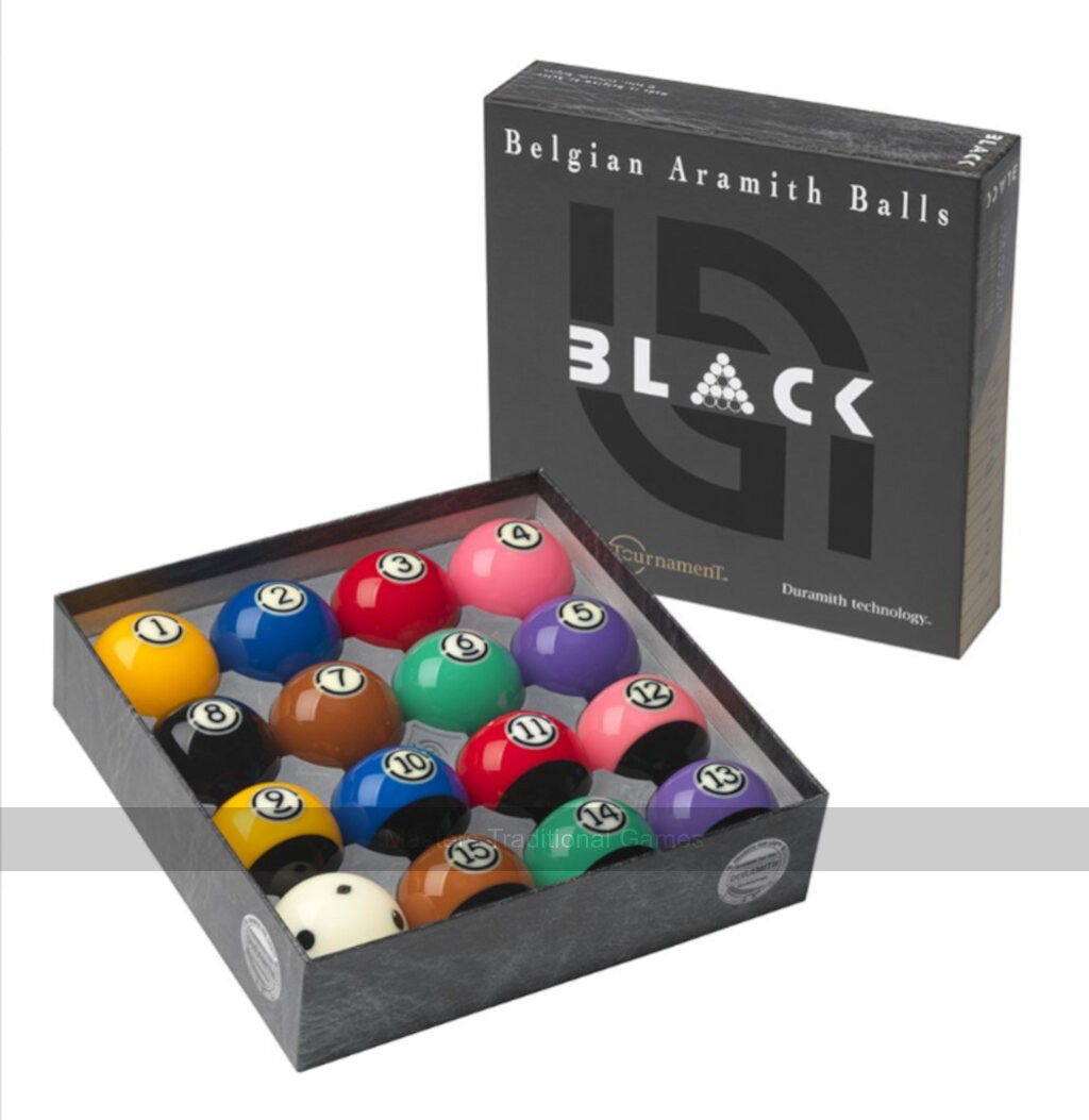 Aramith Tournament Black TV Edition Pool Balls (2 and 1/4 inch) (UK)