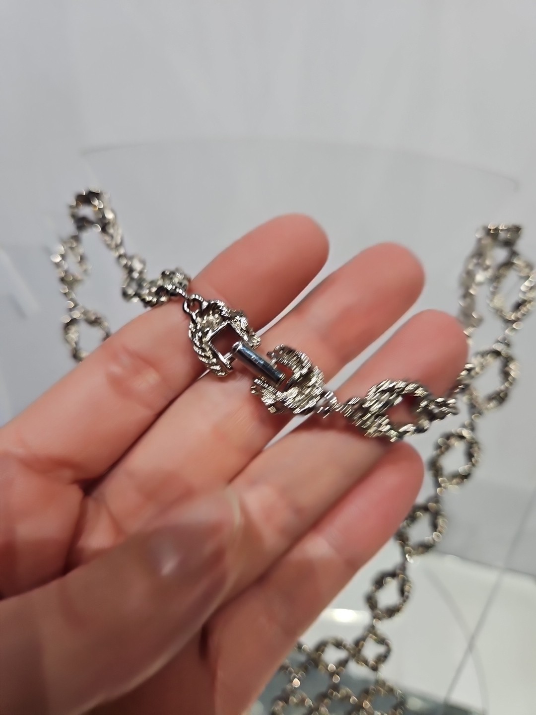 Statement Chain Necklace. Silver tone knotted rop… - image 13