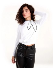  Blue Vanilla Womens  High Neck Bow Jumper