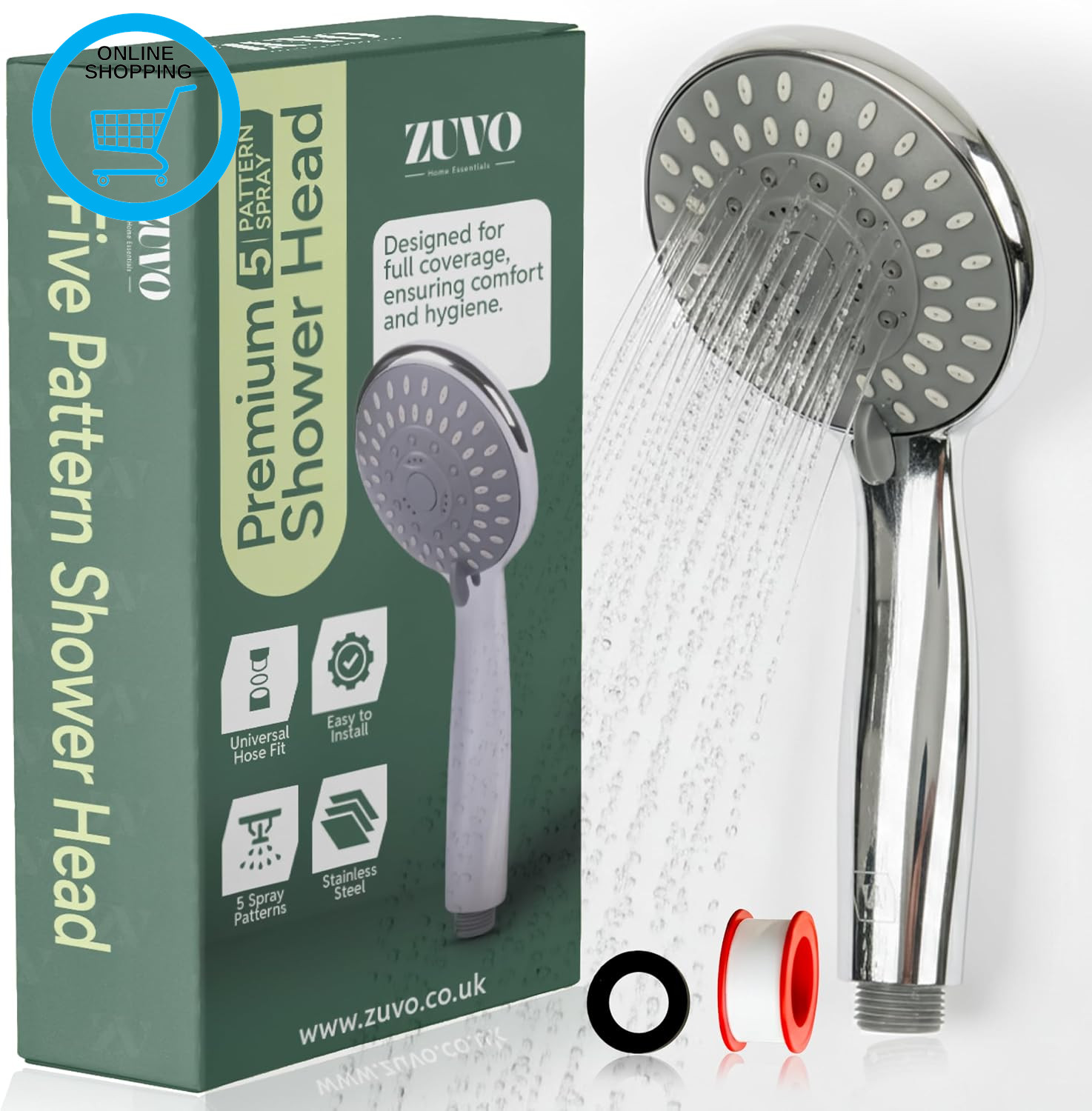 Adjustable High Pressure Shower Head – Universal Handheld Showerhead with 5 Spra