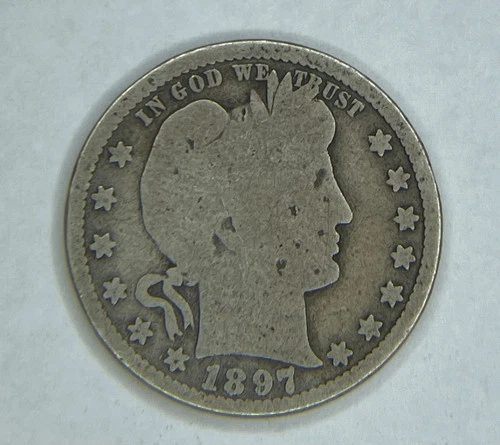 1897 P Barber Quarter %90 Silver Good