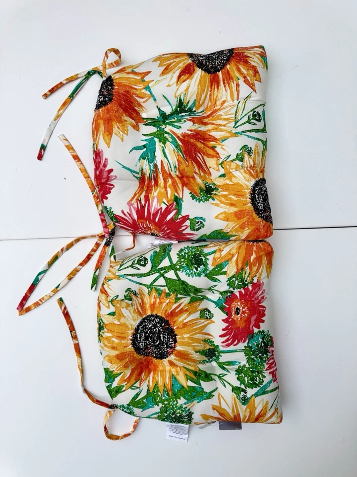 Juego de 2 cojines de asiento de silla florales girasol L decoración acolchada cocina comedor Foto 4 de 4